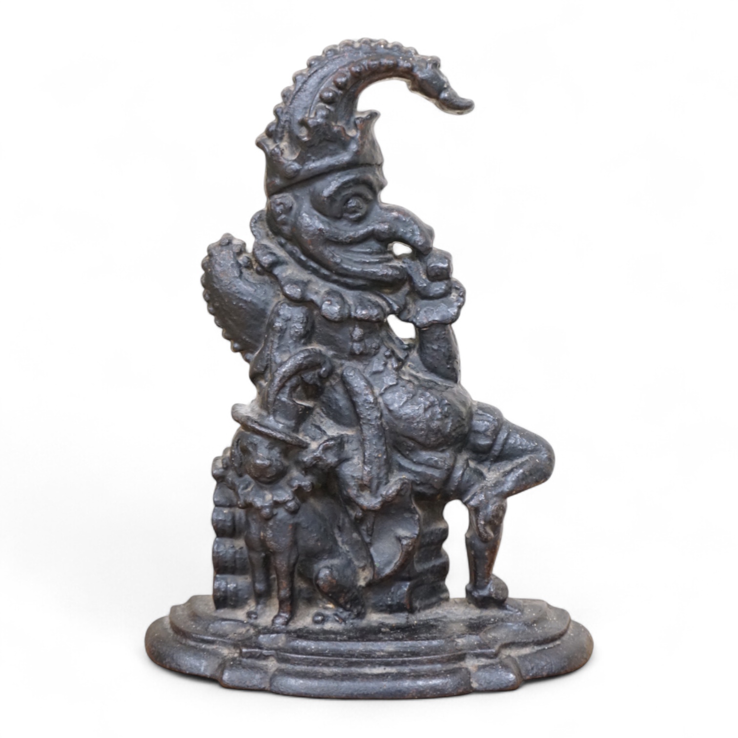 A cast iron Mr Punch door stop, 31cm